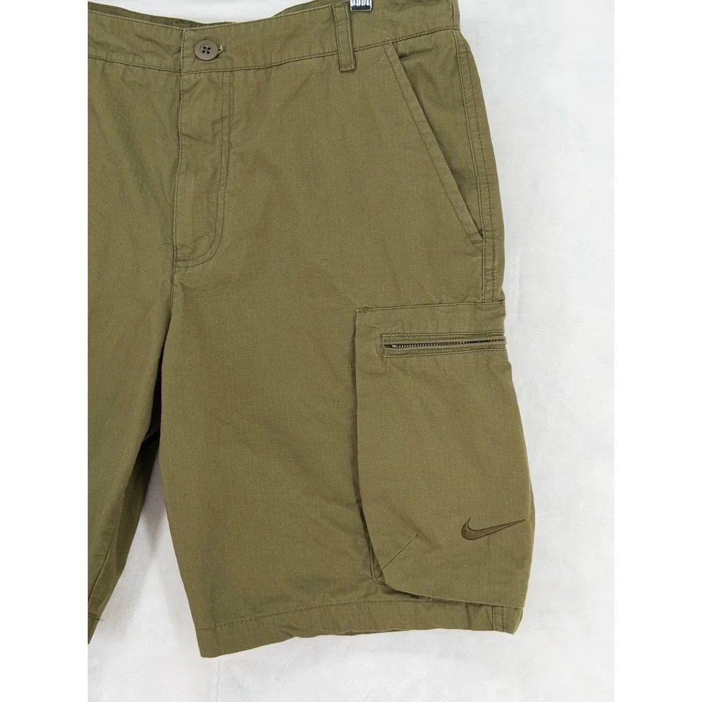 Nike Mens Cargo Shorts Olive Green Ripstop Cotton 613644-322 Size 34